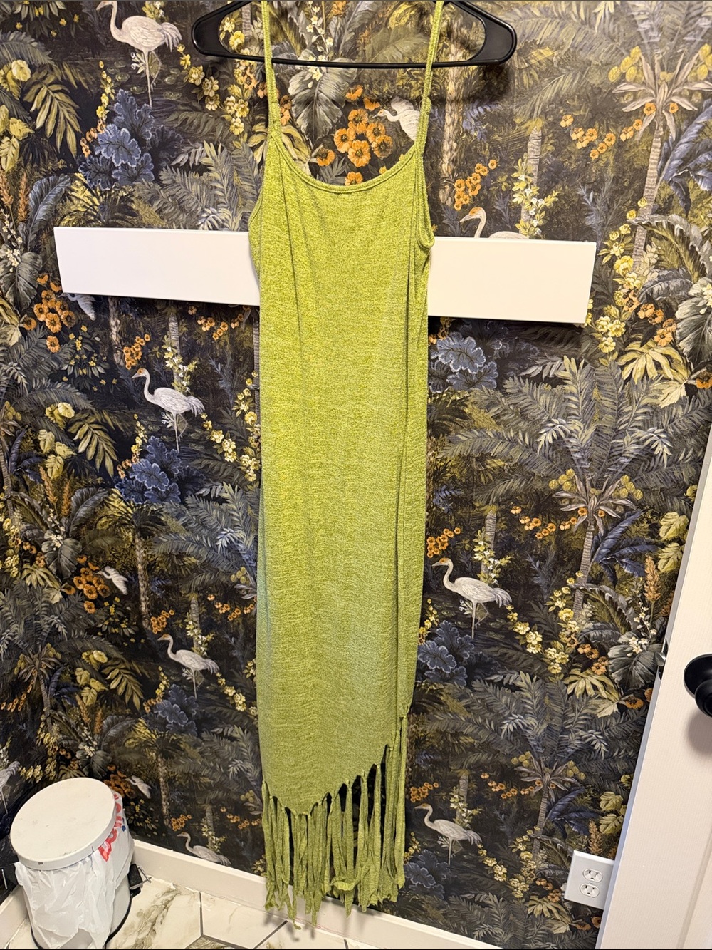 Lime Green Fringe Maxi Slip Dress